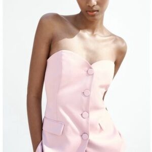 NEW with TAG | Zara | Satin Effect Pink Bustier | Small